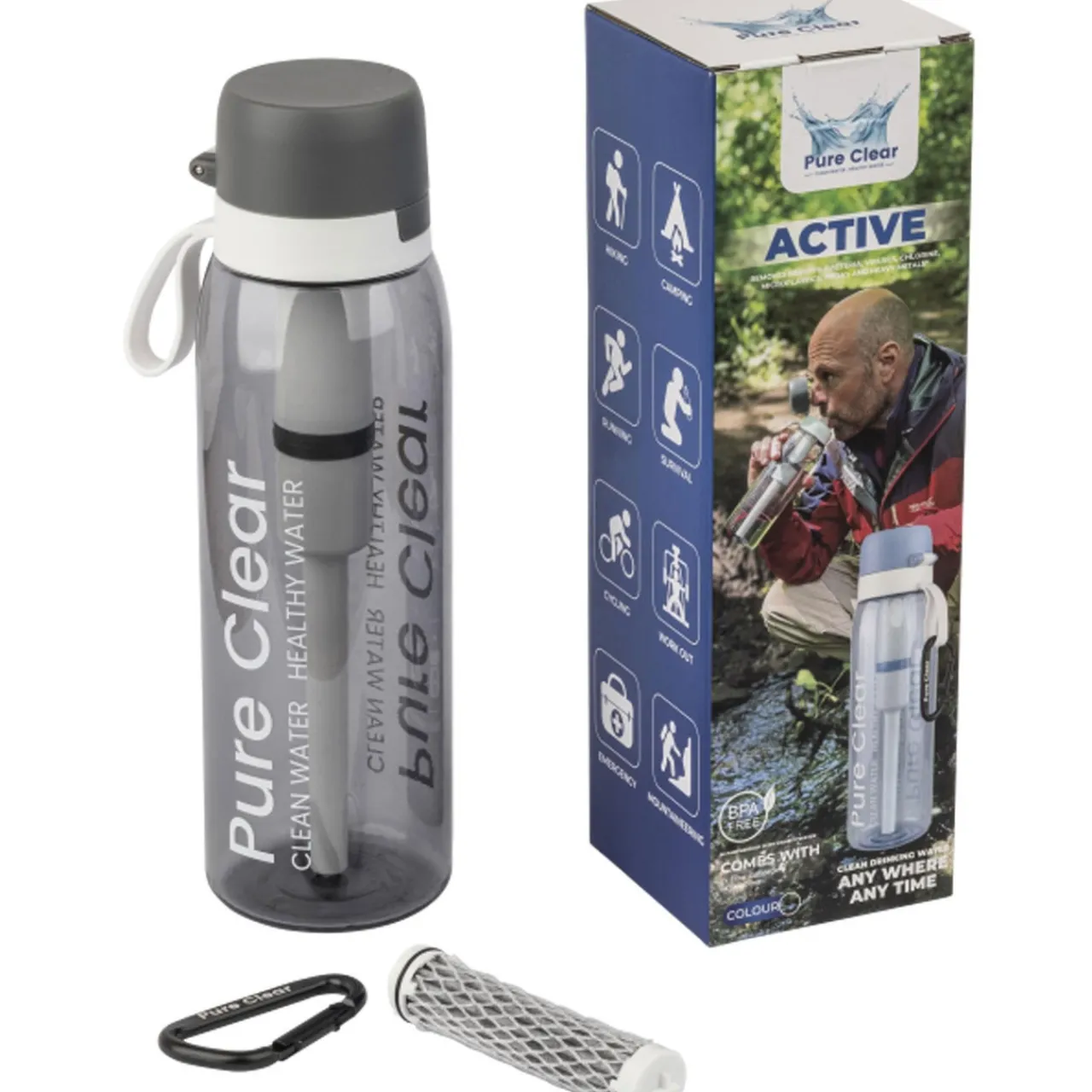 Pure Clear Active Water Filter Bottle