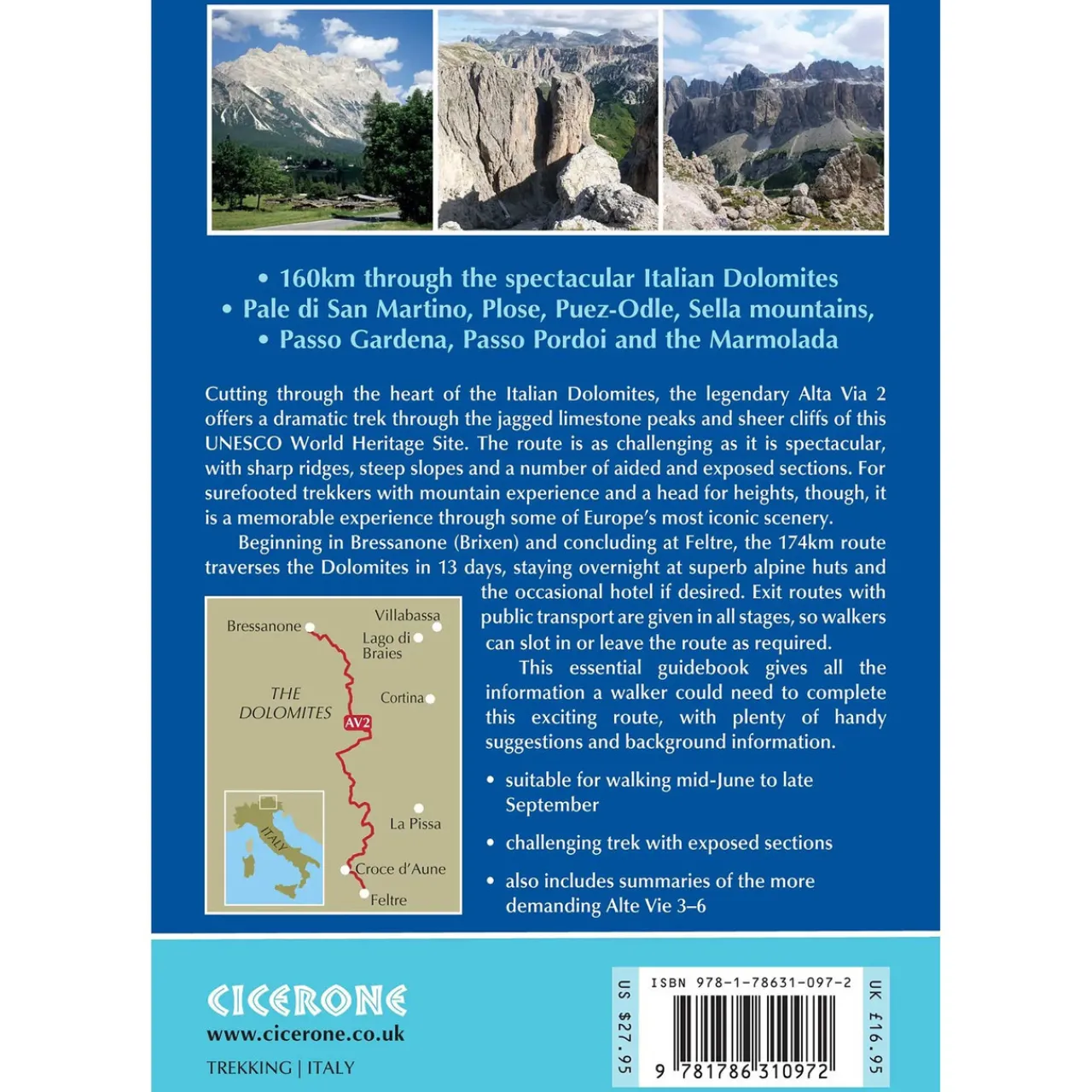 Cicerone Alta Via 2 - Trekking in the Dolomites