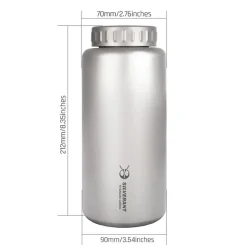 SilverAnt Large Titanium Water Bottle 1200ml - Wide Mouth