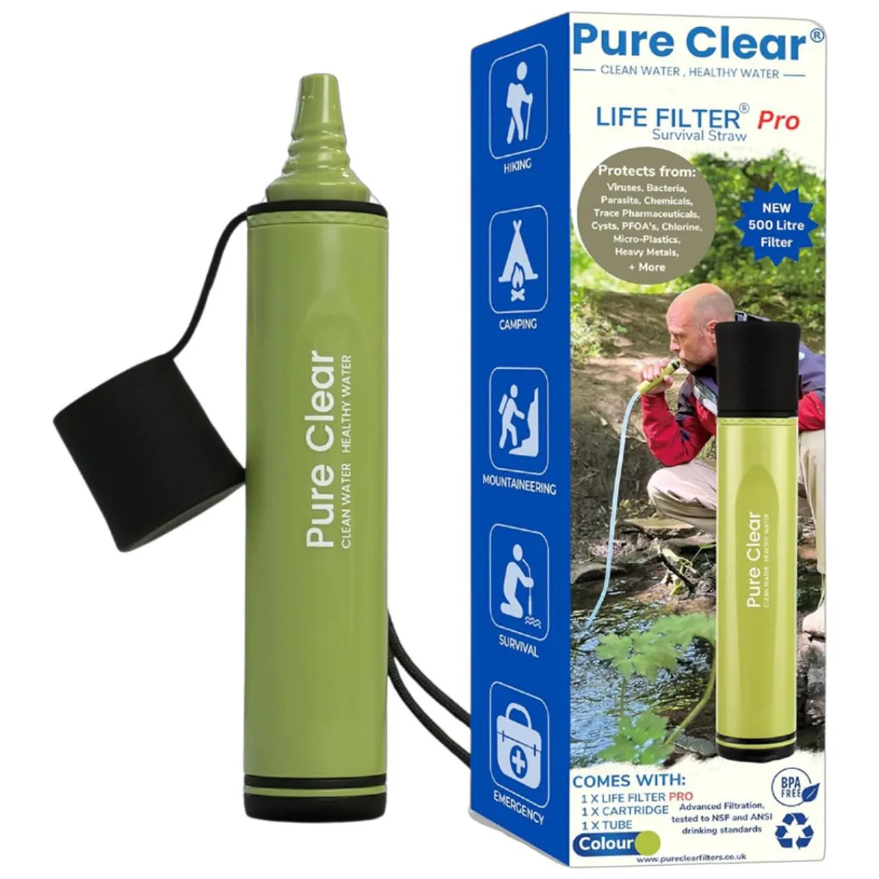Pure Clear Life Filter Pro Personal Survival Straw