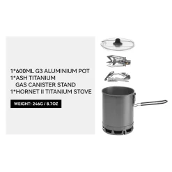 TOAKS Petrel Ultralight Cooking System with Hornet II Titanium Stove