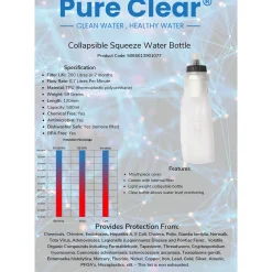 Pure Clear Pure Explore Collapsible Squeeze Water Filter Bottle - 500ml