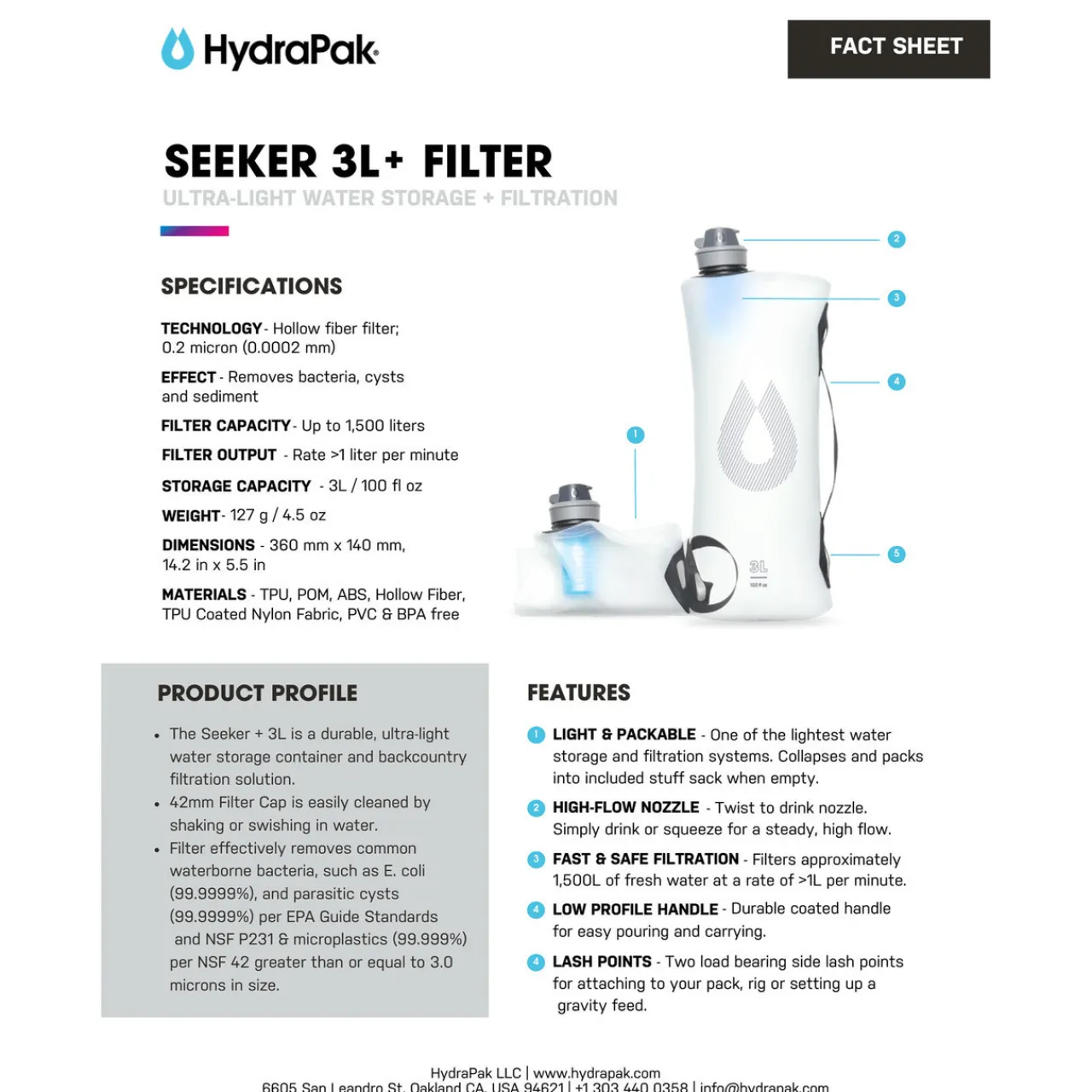 Hydrapak Seeker + Filter 3L
