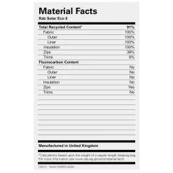 Rab Solar Eco 0 Synthetic Sleeping Bag