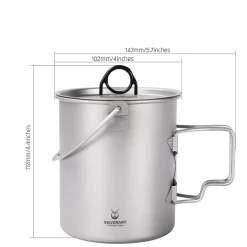 TOAKS Titanium Pot 750ml with lid and bail handle