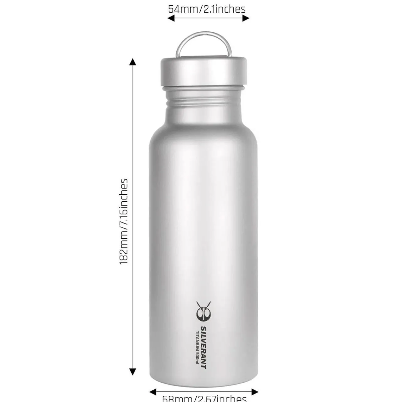 SilverAnt Titanium Water Bottle 500ml - Round