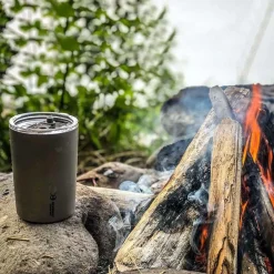 SilverAnt Ultralight Titanium Double-Wall Coffee Cup with Straw 400ml