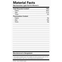 Women Rab Womens Ascendor Light Pull-On