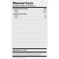 Women Rab Womens Syncrino Base LS Tee - Past Season Colours